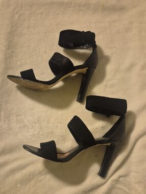 Calvin Klein Black Suede Ankle-Strap High Heels